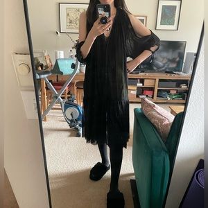 Sandro shirt dress with open slit shoulder